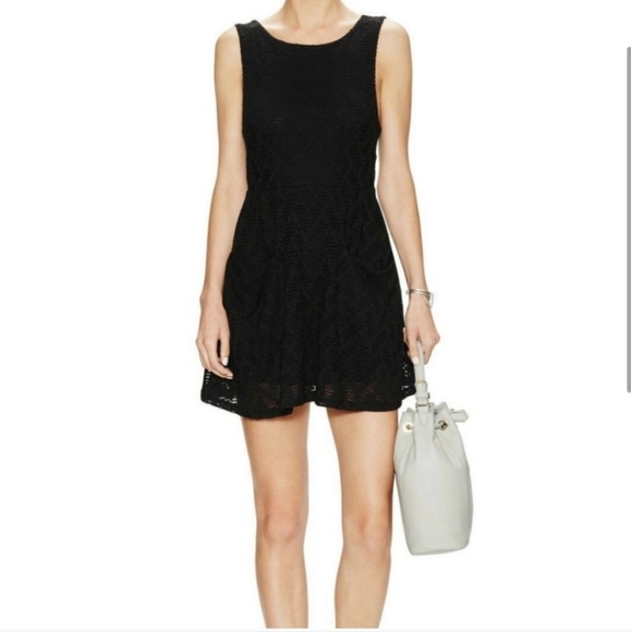 Free People Lace Poppy Cut Out Little Black Dress with Pockets (Size Large) - Picture 3 of 9